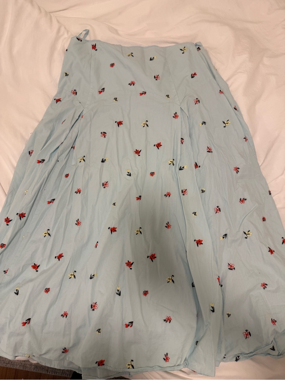 Light Blue Floral Midi Skirt